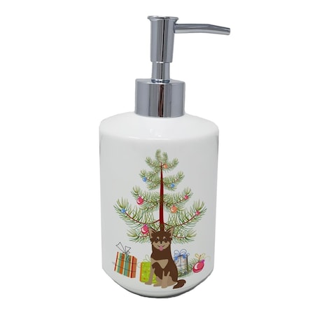 Carolines Treasures 7 x 3.5 in. Chihuahua Christmas Tree Ceramic Soap Dispenser CK3496SOAP